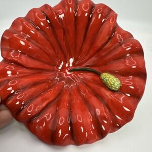 Centrum Aloha‎ Collection Hibiscus Trinket Serving Dish Red Flower